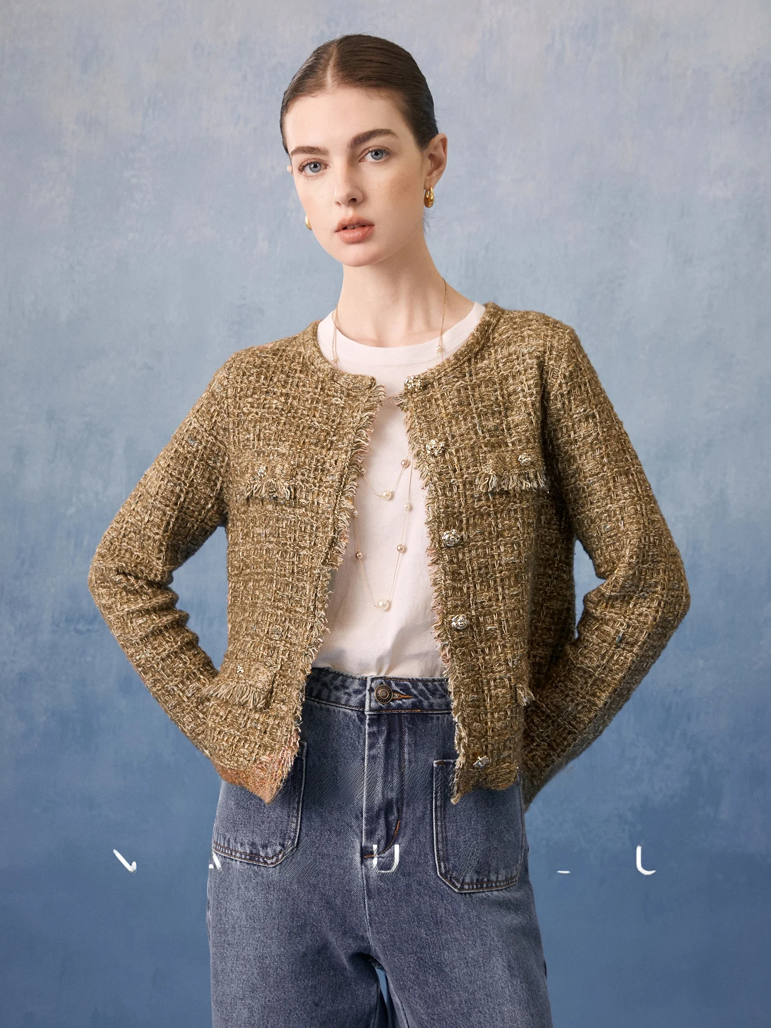 Pumpkin Valley [Relief Series] Angora + шерстяное вязаное классическое короткое пальто для женщин