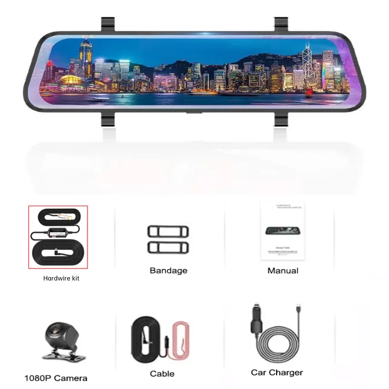 Registrator Auto Rearview Dual Lens Touch Screen