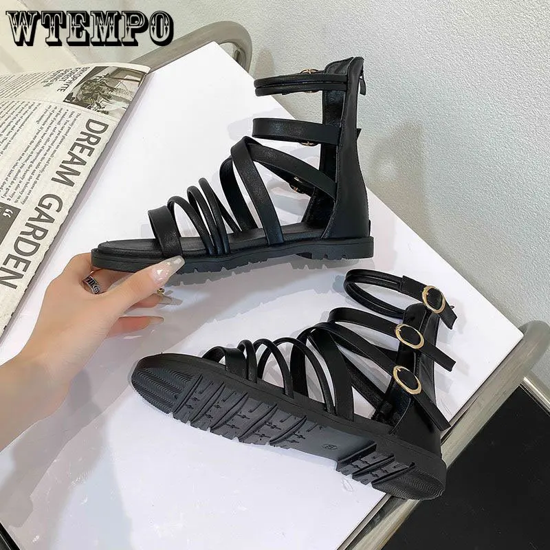 WTEMPO Women Open Toe Sandals Casual Flats Platform Buckle Huaraches Fashion Summer Sport Thick Beach Rome Shoes Dropshipping