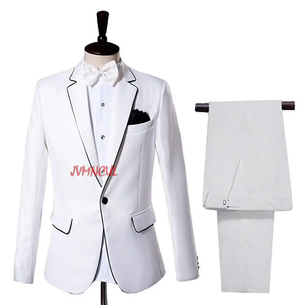 

Tailor Made Fashion Suits Groom Tuxedos (Jacket+Pants+Bow Tie) 2 Pieces Men Suit Slim Fit Wedding Suits for Men
