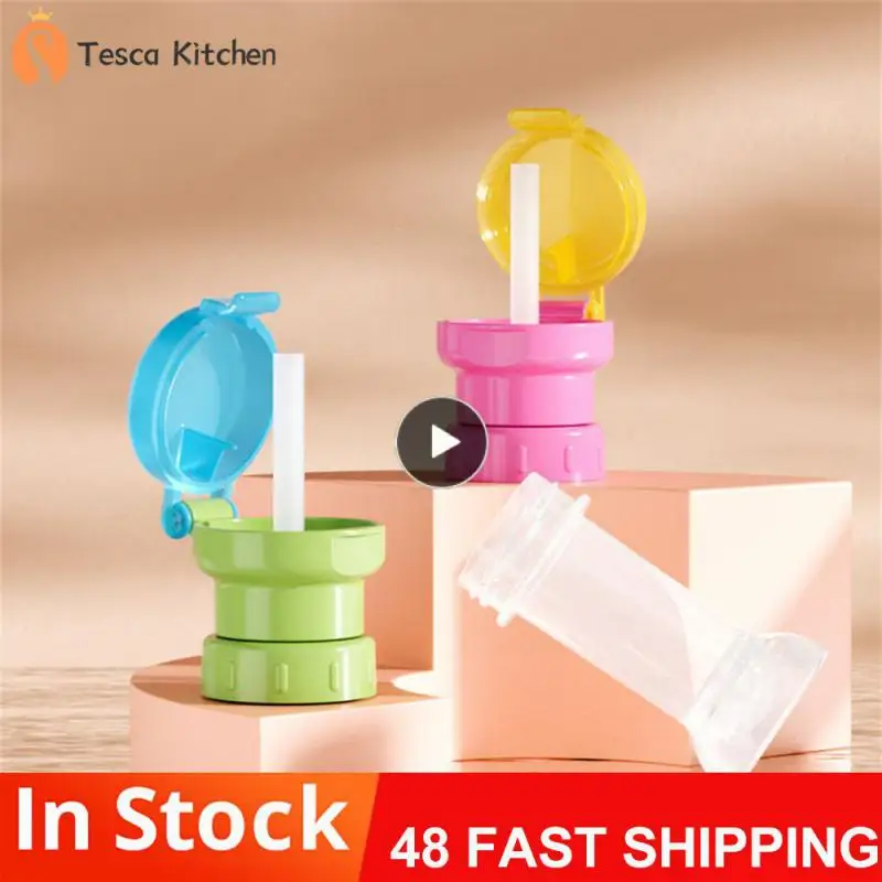 With Straw Anti-choking Straw Cover Juice Soda Water Bottle Twist Cover Cap Spill Proof With Bottle Straw Cap Feeding For Kid