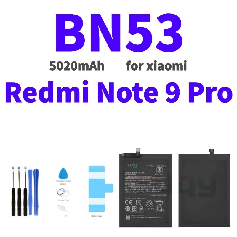 

5020mAh BN53 Battery for xiaomi Redmi Note 9 Pro Bateria for Redmi Note 9 Pro Battery Replacement Batterie for Redmi Batteria