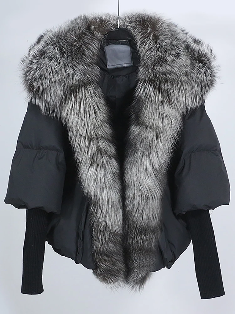 2023 White Duck Down Jacket Winter Women Warm Loose Coat Natural Real Fox Fur Collar Thick Luxury Outerwear New Fashion