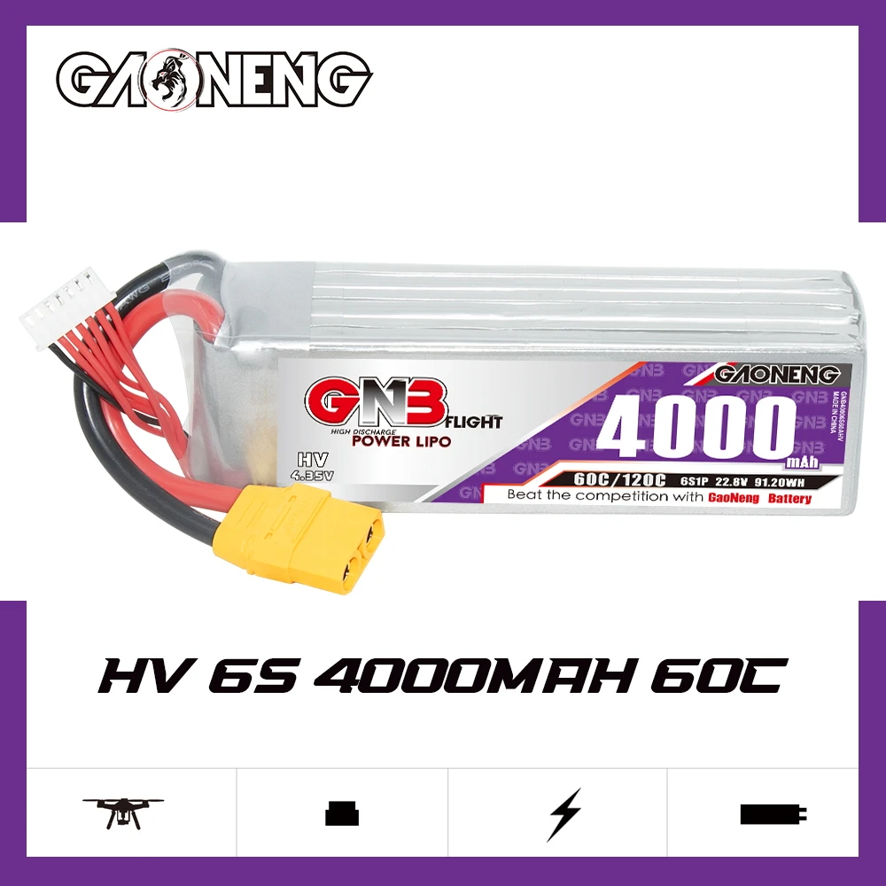 Gaoneng GNB 6S HV 22.8V 4000mAh 60C Lipo XT90