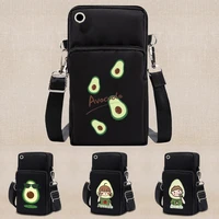 new women phone handbag crossbody bag avocado print mini portable shoulder messenger bag travel coin purse card pouch wrist pack