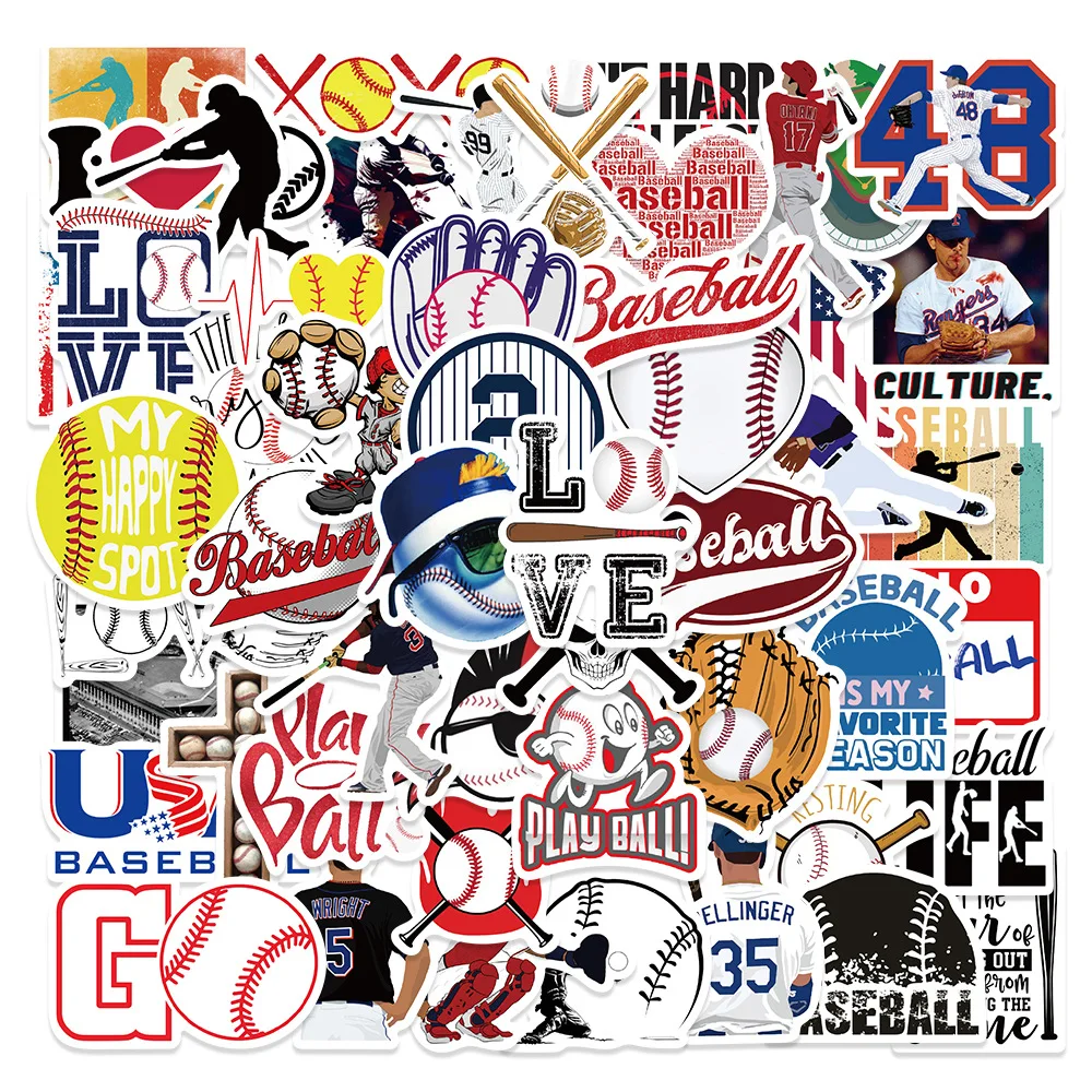 50Pcs Funny Cross-border Creative Baseball Stickers Personality Graffiti Laptop Skateboard Tablet Water Cup Dececorative Sticker