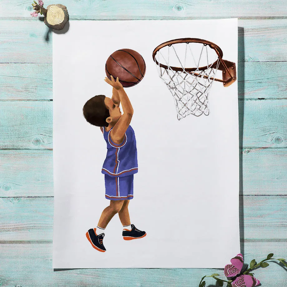 Бохо черный красивый мальчик баскетбол Qoute настенная живопись холст