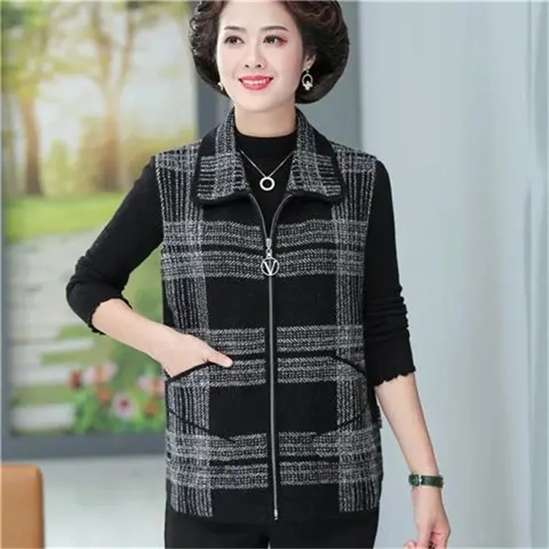 Женский жилет на молнии Осенний Свободный кардиган большого размера 4XL