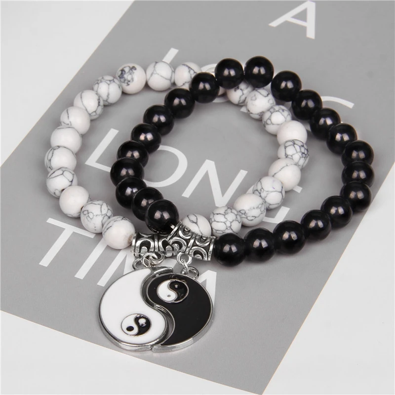 

Couple Bracelet Natural Stone Yin Yang Tai Chi Charm Bracelets For Women Men Lovers Friendship Bangles Energy Balance Jewelry