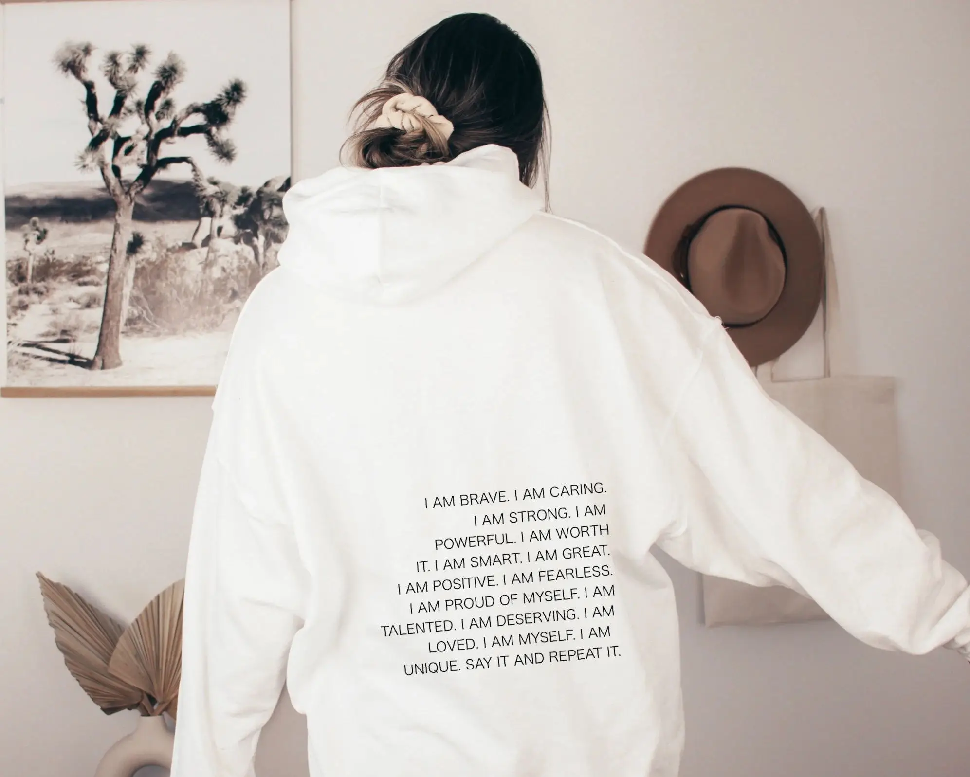 Женская толстовка с капюшоном I am brave свитшот пуловеры цитатами уличная одежда в