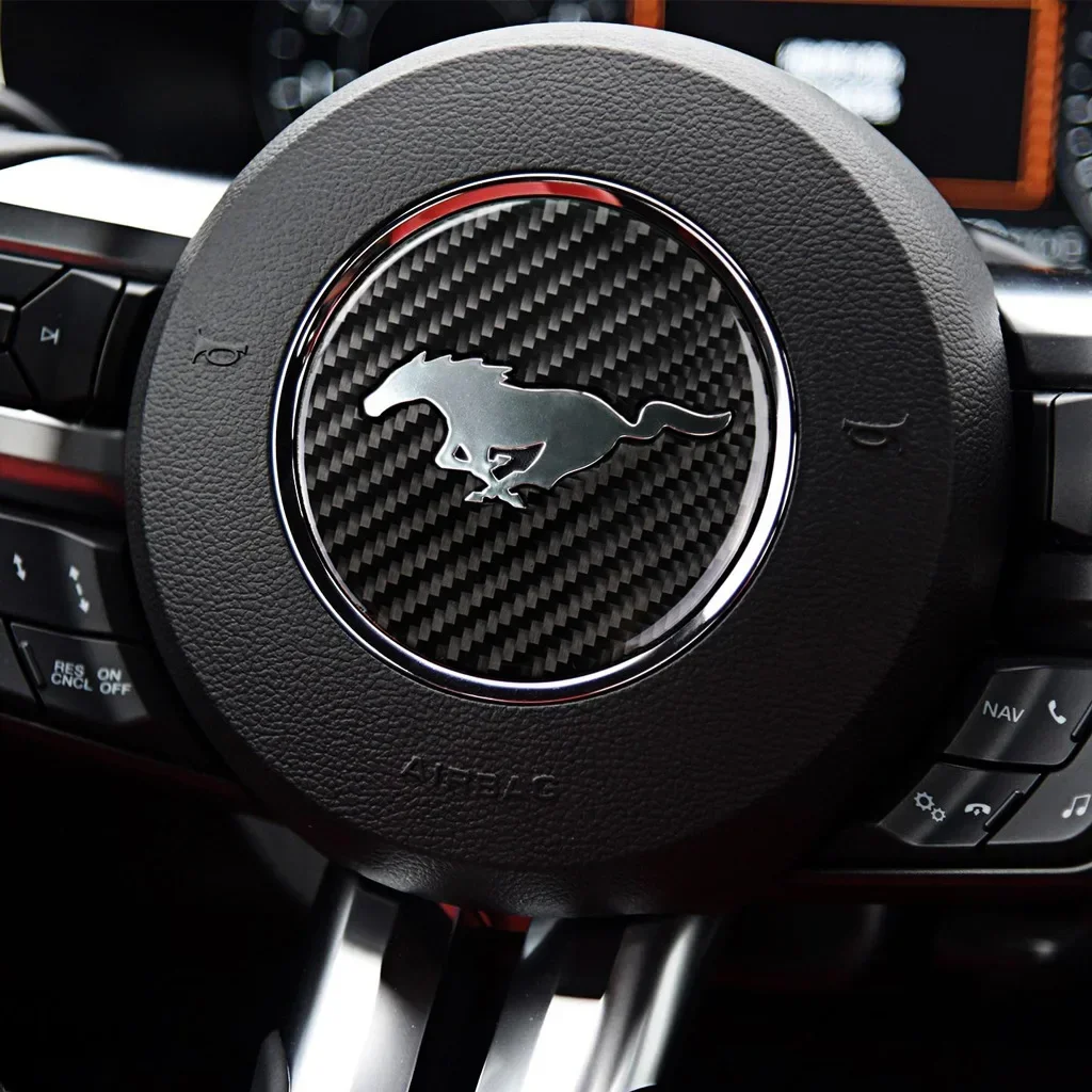 Значок на руль автомобиля наклейка с логотипом Mustang GT из углеродного волокна