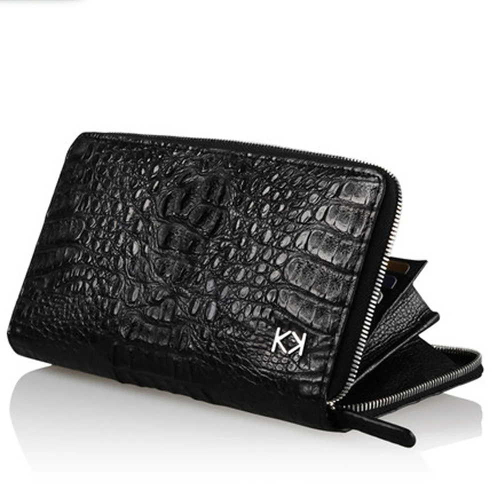 

KEXIMA kadilaier new Thailand crocodile Hand bag male crocodile leather handbags zipper Hand caught bag long men wallet