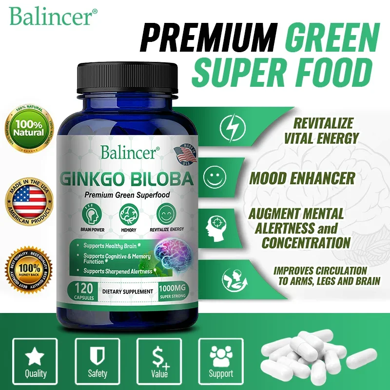 

Brain Supplement for Memory and Focus - Nootropics - Brain Support Concentration and Brain Fog - Ginkgo Biloba Extract