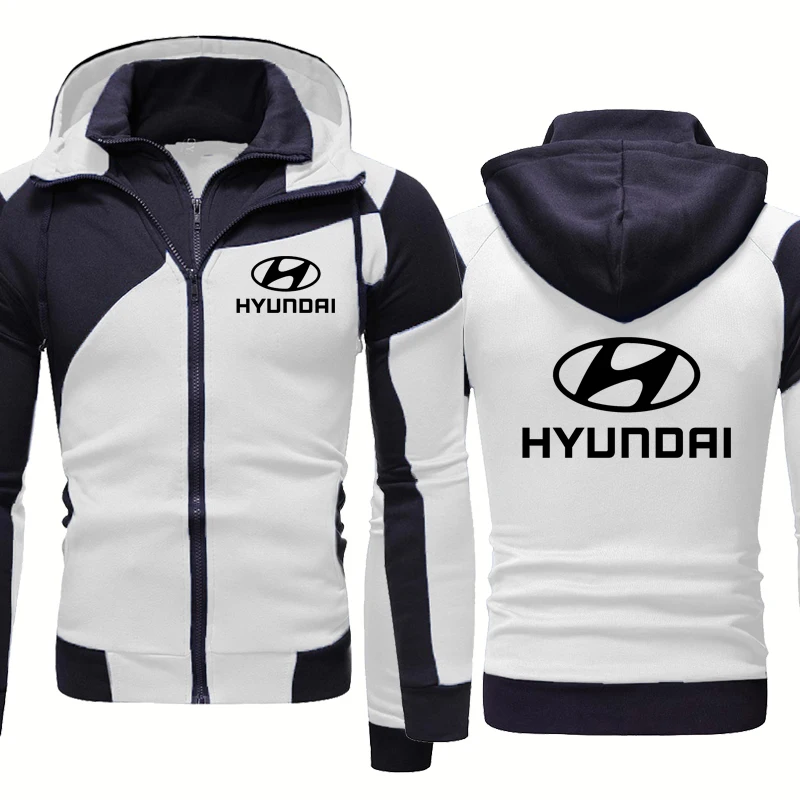 

Spring Autumn Men's jackets Hyundai Car Logo Printing Fashion Casual Cotton Keep warm High Quality Men's hooded zipper