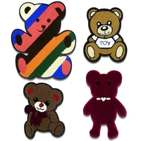cute rainbow demon bow tie bear chenille icon towel embroidery applique patch for clothing diy iron on patch on the stickers