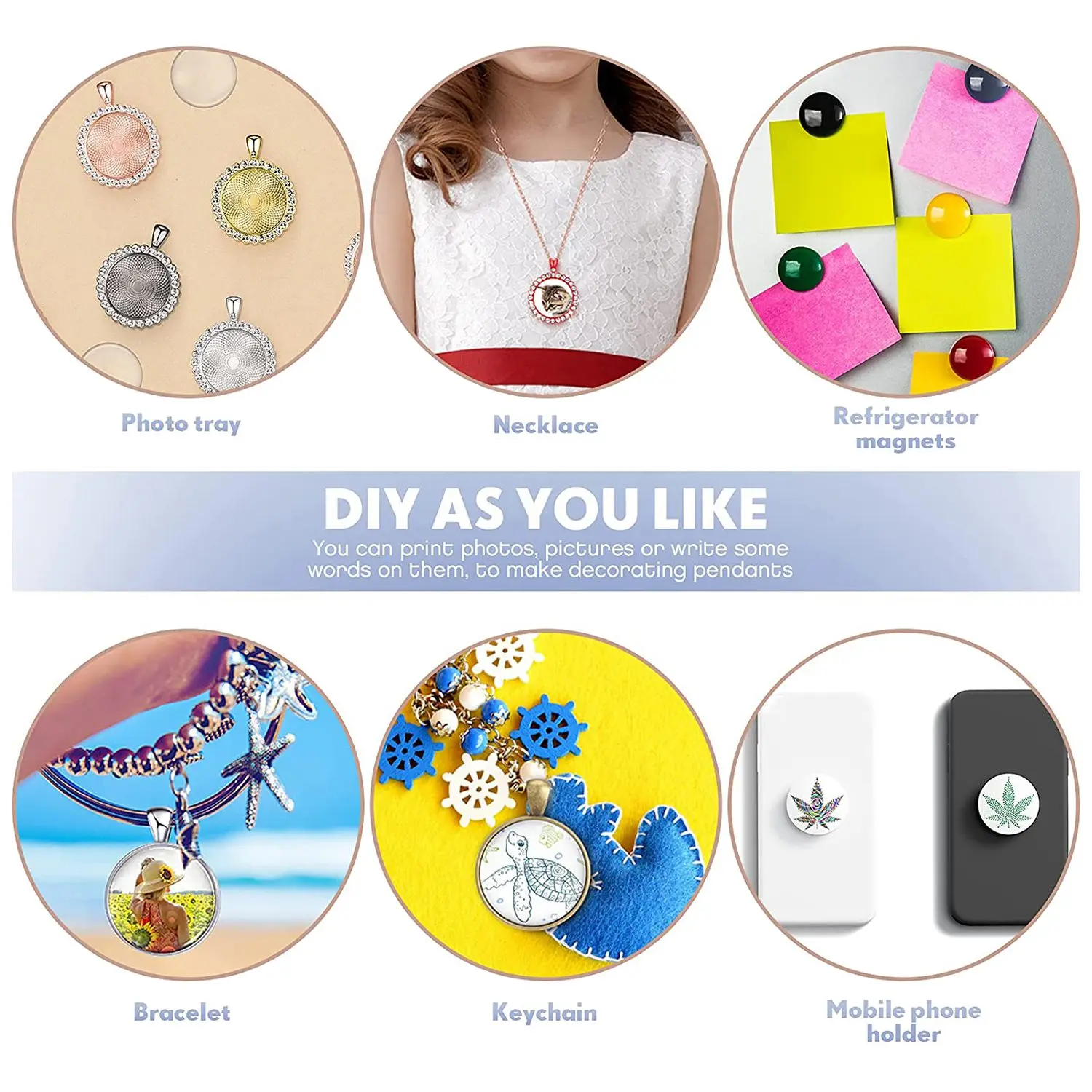 

Sublimation Blank Aluminum Stickers Set Round Blank Bezel Pendant Tray Aluminum Sheet, Sublimation Blank Discs (100Pcs)