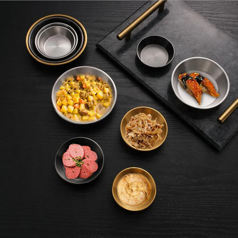 

Sauce Dishes, 1Pcs Mini Individual Saucers Bowl Round Seasoning Dishes Sushi Dipping Bowl Appetizer PlatesStainless Steel