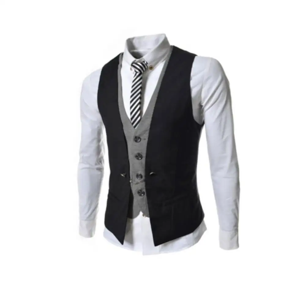 

Solid Color Vest Men Dress Suit Vest Single-breasted Slim Waistcoat Men Wedding Dress Suit Vest chaleco hombre weste herren