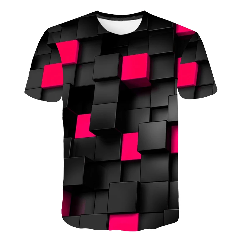 

2022 summer new 3D printing three-dimensional square printing children's T-shirt summer boys and girls high-quality cute color c