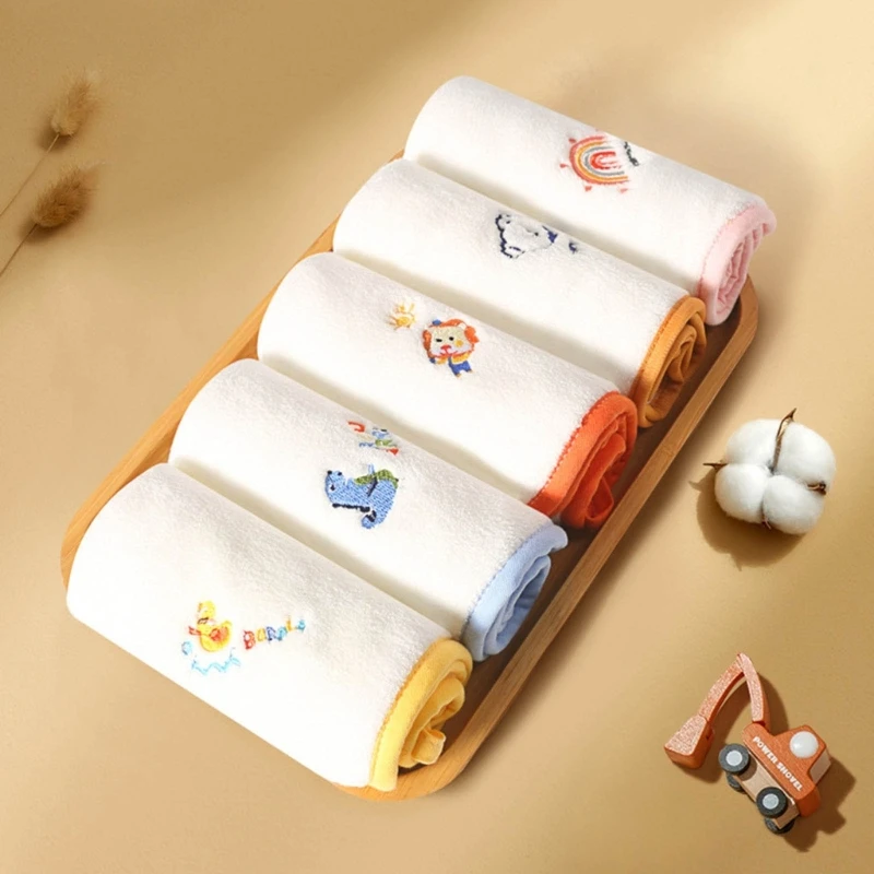 

5Pcs/Set Baby Coral Wiping Towel Square Handkerchief Strong Absorbent