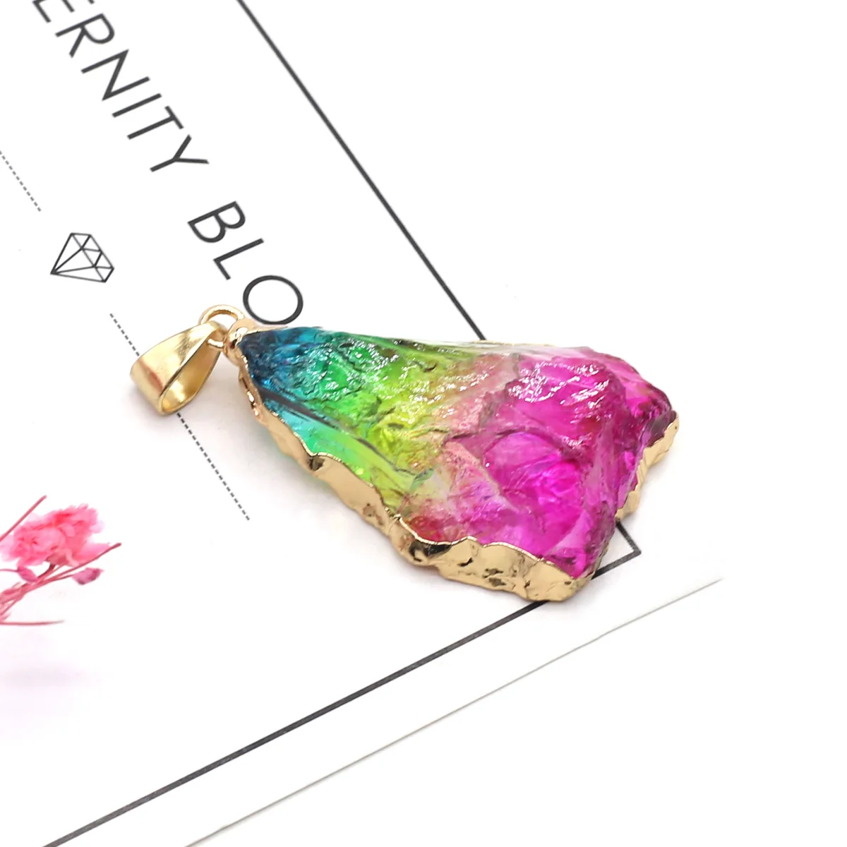 

Fine Energy Glass Pendants Irregular Gold Plated Multi-coloured Charms for Jewelry Making Diy Women Necklace Gifts