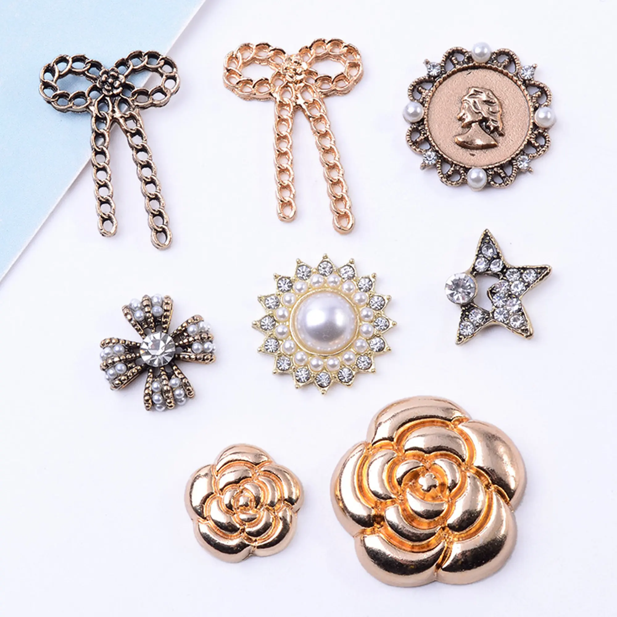 

10 шт./лот модная Индивидуальная сумка для одежды ручной работы лицевая пластина пряжка для сверления розовый бант аксессуары из материала «...