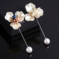 luxury small fragrance camellia flower brooch clothing corsage pearl one word pin collar pin silk scarf pin for women