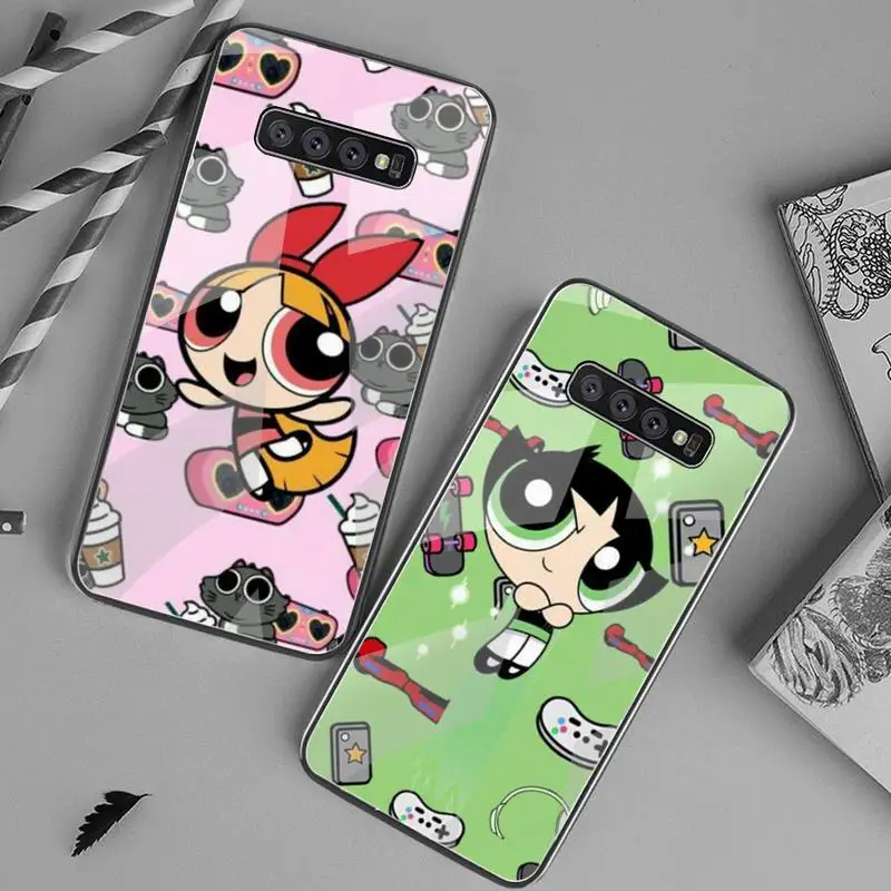 

Cartoon Girls Powerpuffs Phone Case Tempered Glass For Samsung S20 Ultra S7 S8 S9 S10 Note 8 9 10 Pro Plus Cover
