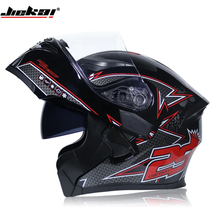 DOT ECE Approved Genuine Jiekai Full Face Flip Motorcycle Helmet Motocross Racing Casco Scorpion Casque Moto Capacete Dual Lens enlarge