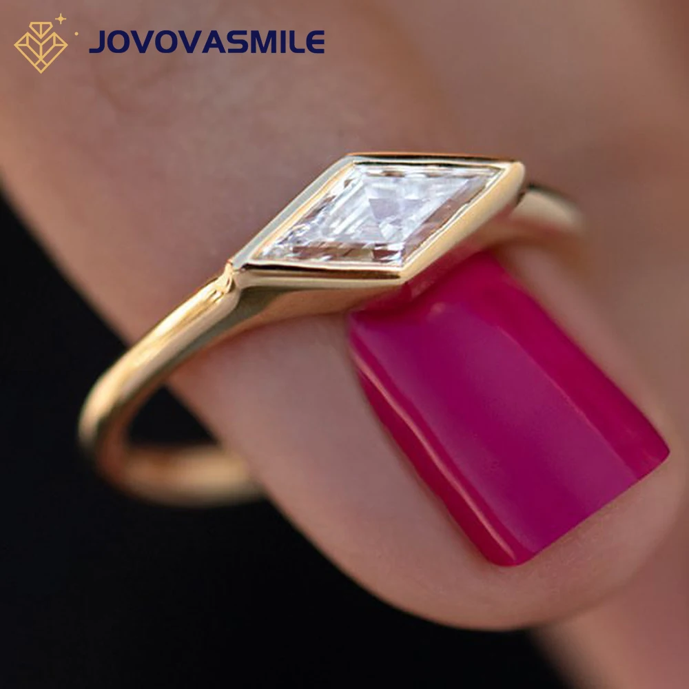 

JOVOVASMILE Moissanite 18k Pure Gold Wedding Rings 0.62carat Rhombus Original Design Luxury Charm Lady Band Wedding Jewelry