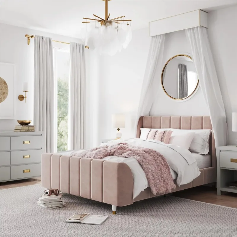 

Little Seeds Valentina Kids' Full Upholstered Bed, Pink Velvet