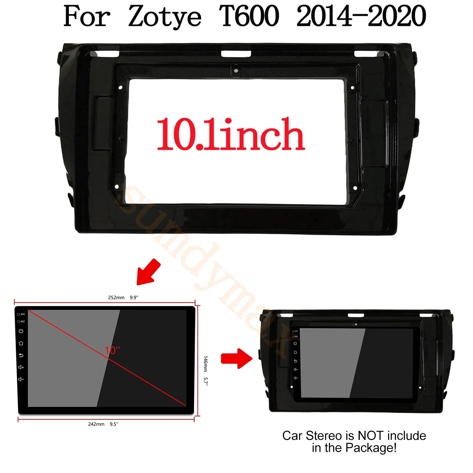 

10,1 дюймовый большой экран 2 Din android автомобильный радиоприемник рамка для Zotye T600 2014-2020 комплект отделки панели приборной панели автомобиля