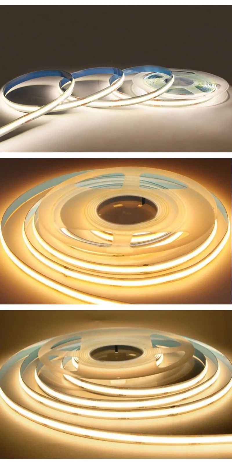 DC12V 24V COB Светодиодная лента 8 мм PCB 384 светодиода/M Гибкая светодиодная