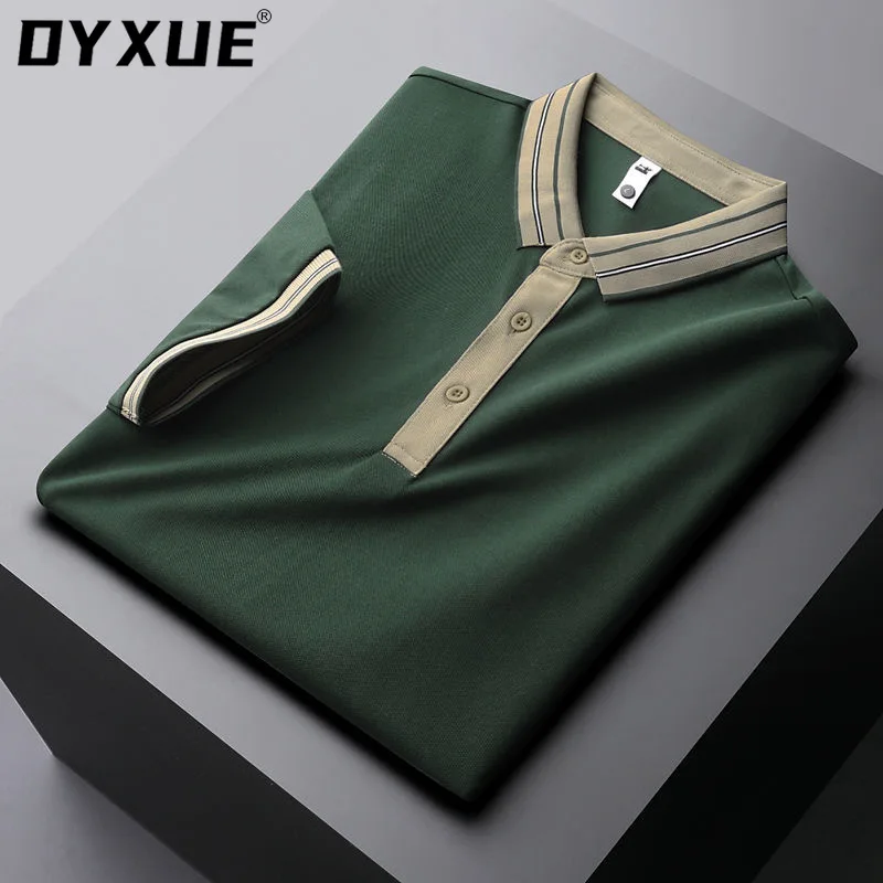 

DYXUE Brand High-end Luxury Mercerized Cotton Paul Shirt Ice Silk Breathable Polo Shirt Short Sleeve Men's 2021 Summer New Lapel