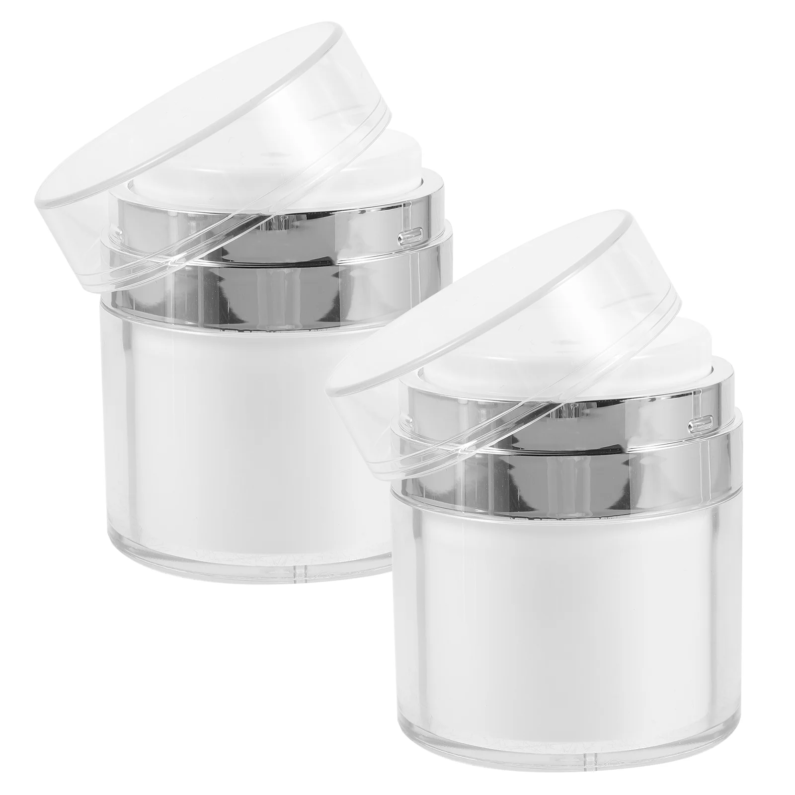 

2pcs Empty Makeup Jar Airless Pump Jars Refillable Airless Travel Lotion Jars 50ML