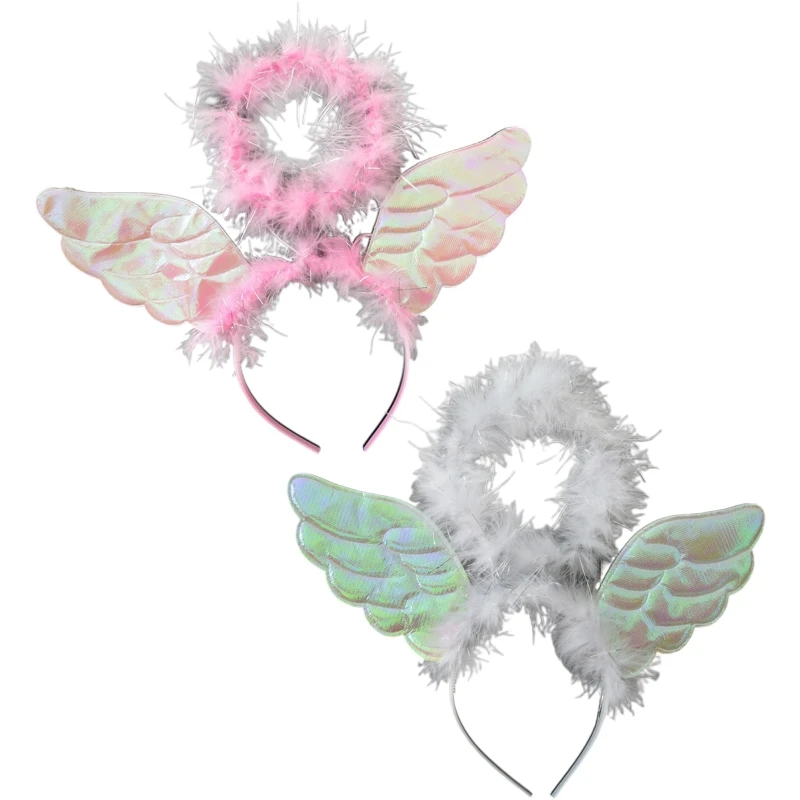 

Cartoon Angel Wings Shape Hair Hoop Cute Photoshoot Hair Holder Halloween Party Costume Headwear for Children Women