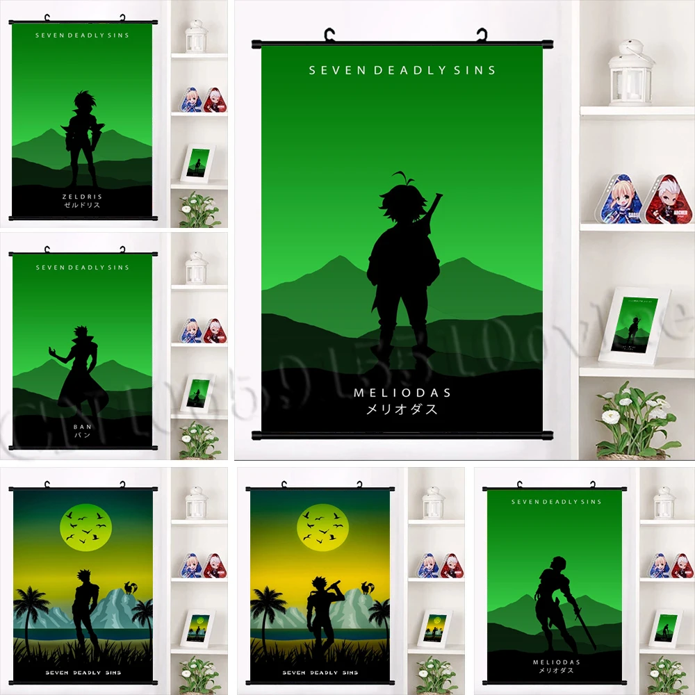 

Canvas Meliodas Poster Painting Scroll The Seven Deadly Sins Hanging Anime Wall Art Printed Modern Pictures Living Room Decor