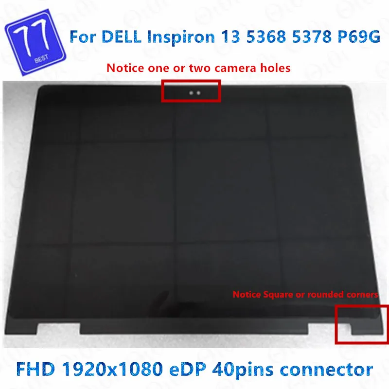 

Оригинальный сенсорный ЖК-экран 13,3 дюйма для DELL Inspiron 13 5368 5378 P69G, в сборе с рамкой B133HAB01.0 NV133FHM-N41 A11 FHD x
