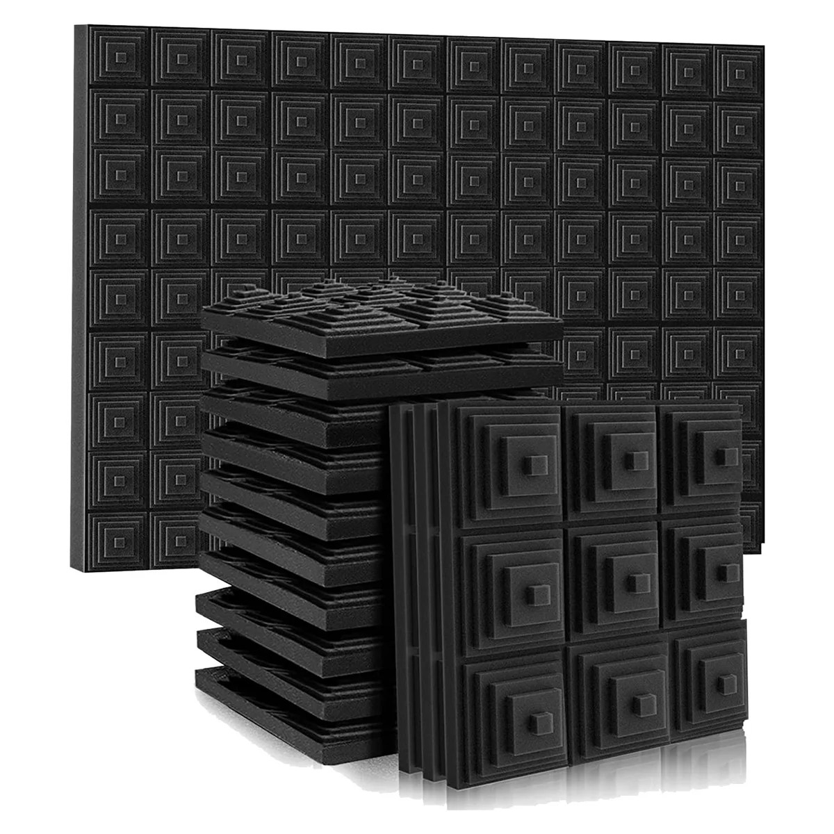 

Звукостойкие акустические панели из пенопласта, 2x12x12 дюймов, звуконепроницаемые стеновые панели, Звукопоглощающая пена для игровой комнаты, спальни, 12 шт. в упаковке