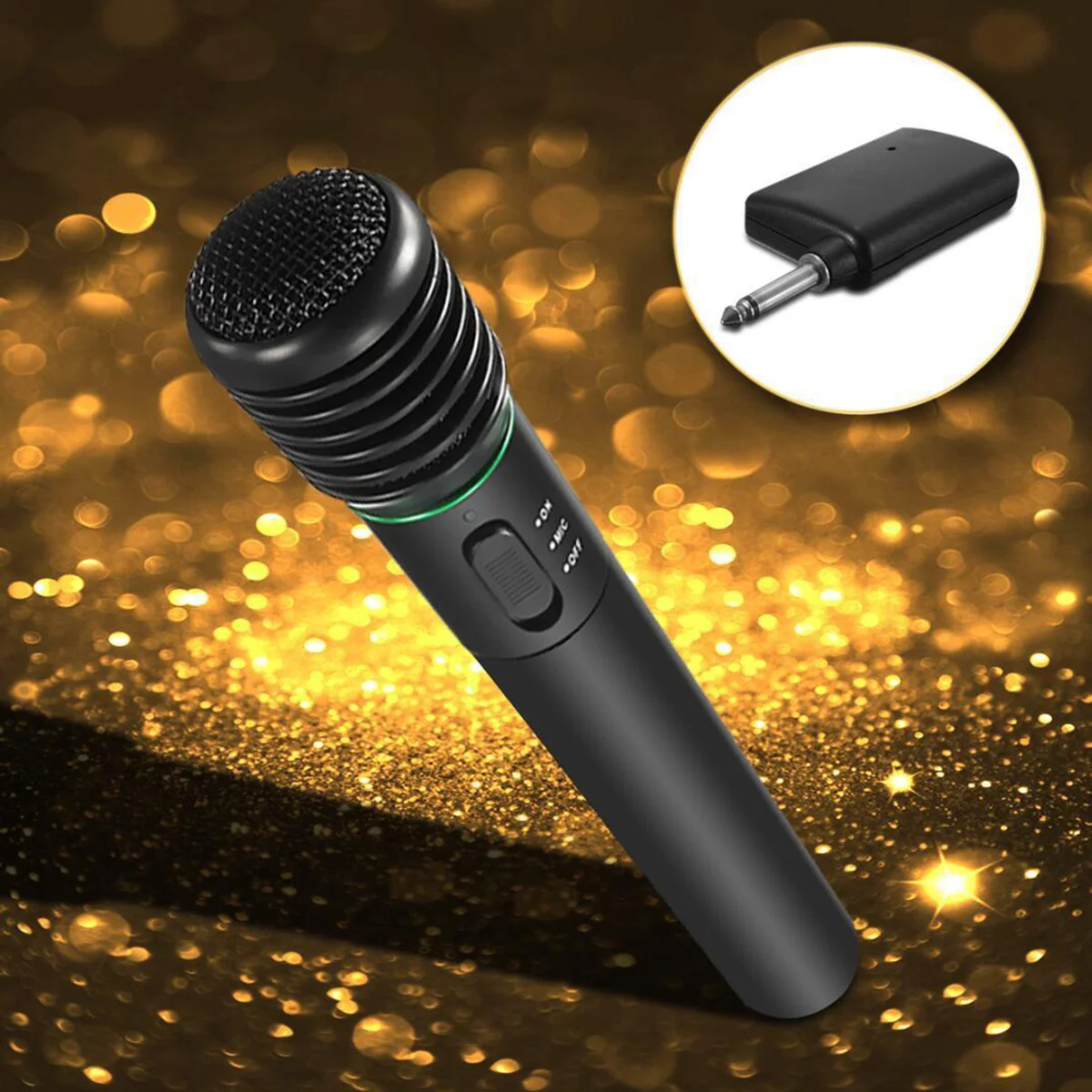 2in1 Handheld Wired & Wireless Cordless Microphone Karaoke System Undirectional (Black) enlarge