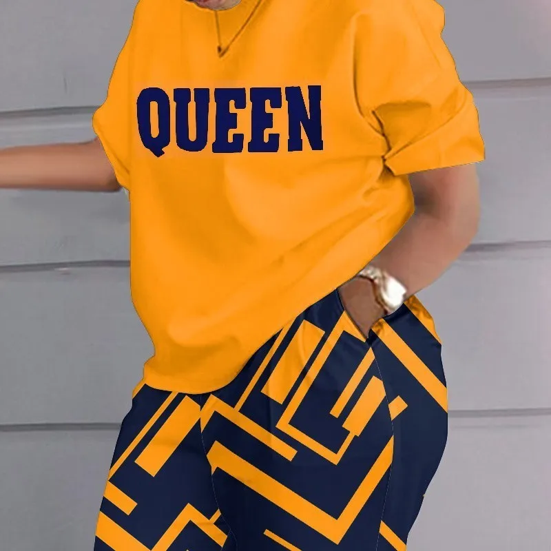 Женская летняя одежда новинка Женский комплект из футболки с коротким рукавом и