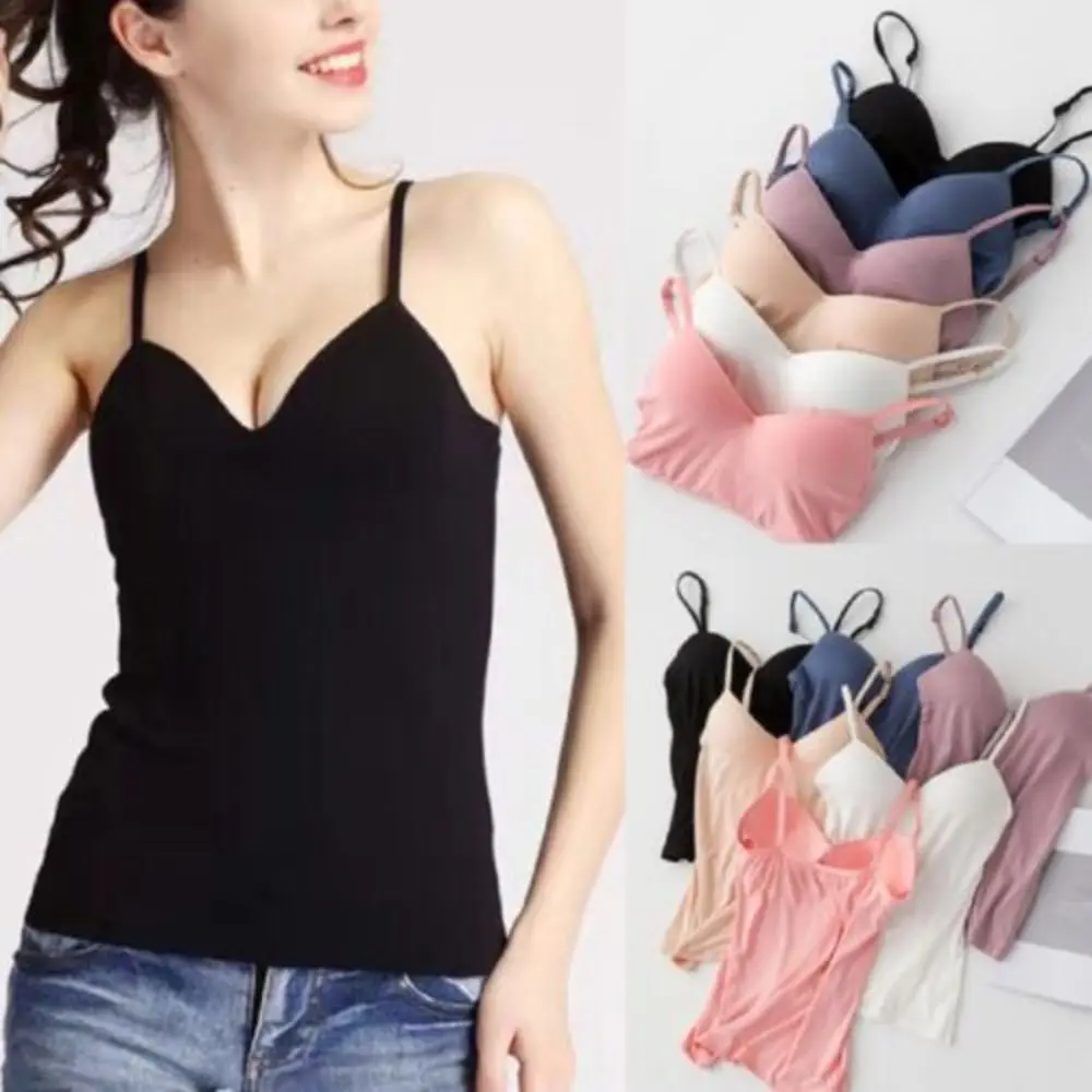 

Womens Camisole Tops Girls Tank Top Solid Color Sexy Crop Tops Tube Top Basic Vest Spaghetti Strap Vest
