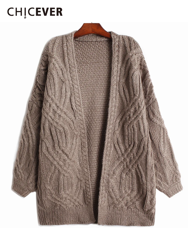

CHICEVER, однотонный вязаный свитер для женщин, v-образный вырез, длинный рукав, корейский стиль, минималистичный свитер, женская осенняя одежда,...