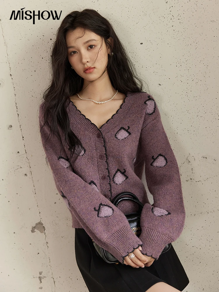 MISHOW милый свитер с вышивкой для женщин 2024 осень-зима новый свободный дизайн