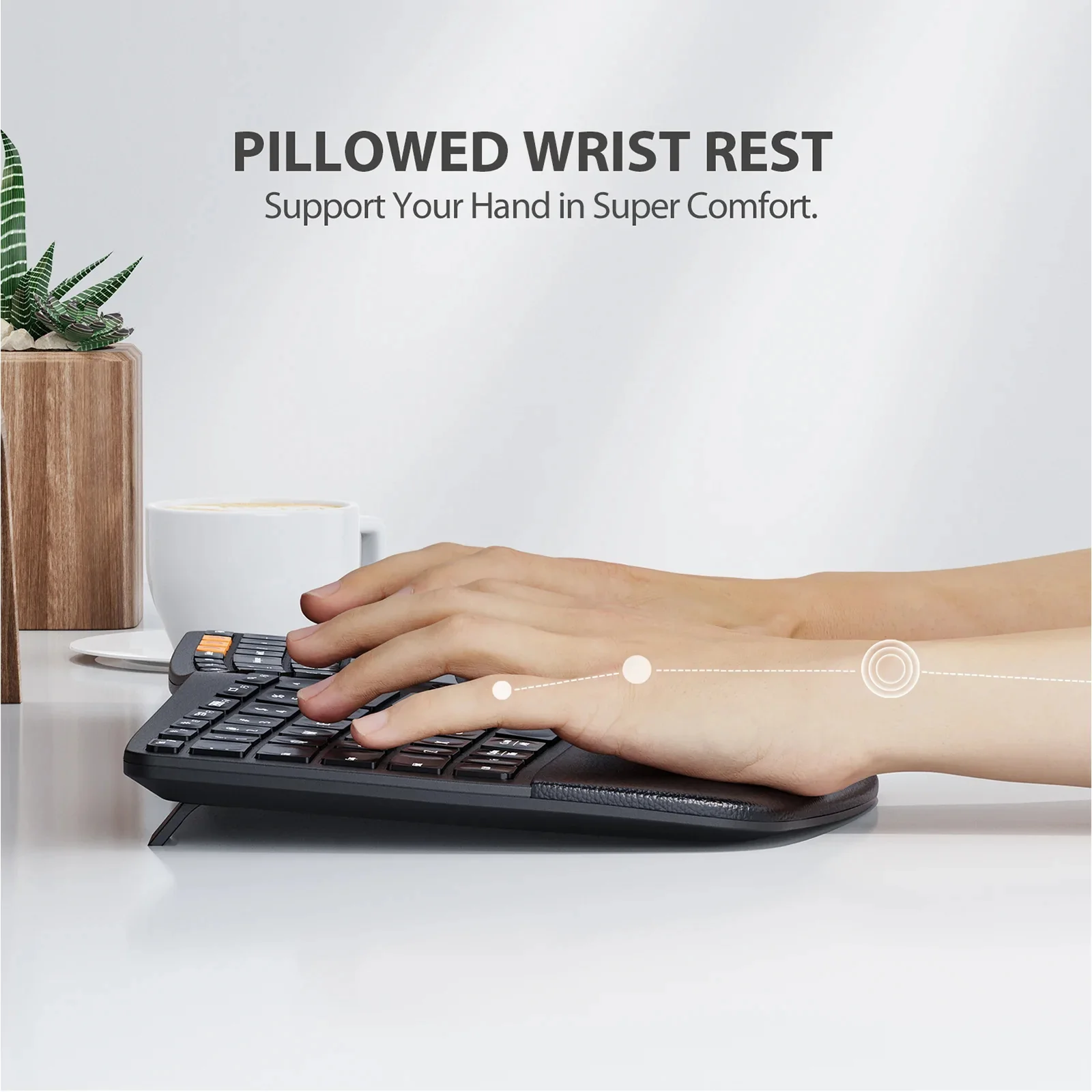 ProtoArc EK01 Bluetooth Split Keyboard with Wrist Rest Rechargeable Backlit Wireless Ergonomic Keyboard for Windows Mac Android images - 6