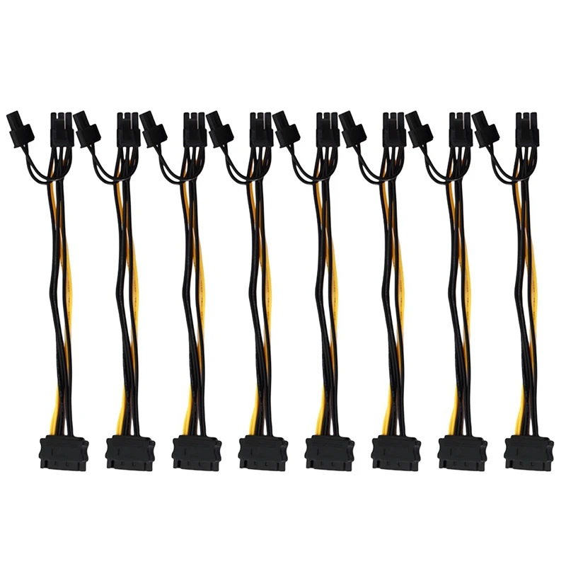 

8Pcs Sata 15P To 8P (6+2) Graphics Card Power Cable Single Sata Male To 8P (6+2) Female Graphics Card Power Cable 19.5Cm