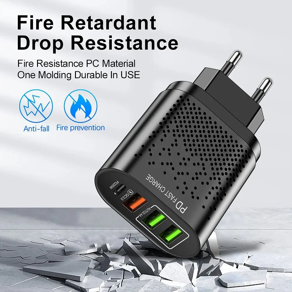 Быстрое зарядное устройство GUSEYEE USB Type C 20 Вт QC3.0 PD3.0 для ноутбука iPhone 15 с адаптером