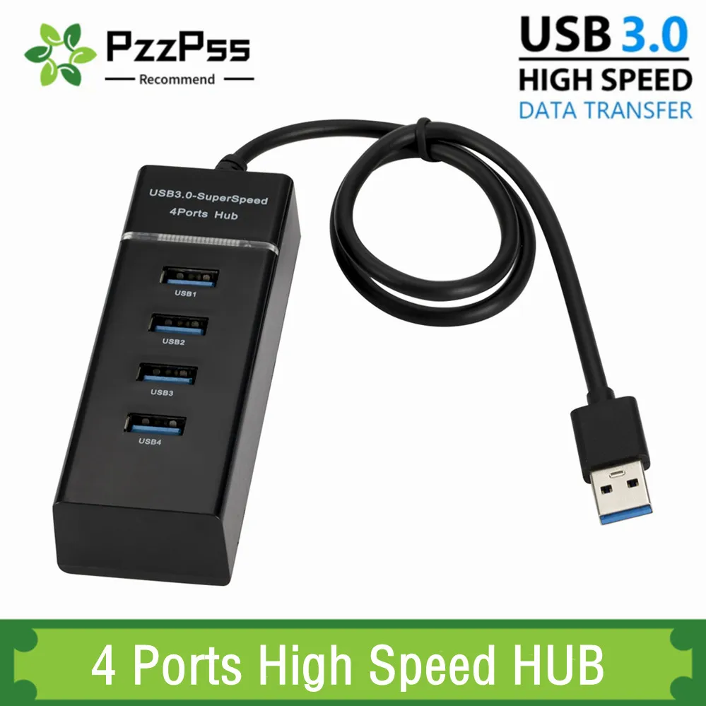 

Высокоскоростной 4-портовый концентратор PzzPss, 4 порта USB 3,0, мульти-разветвитель, расширитель для настольных ПК, ноутбуков, адаптер USB 2,0, конце...