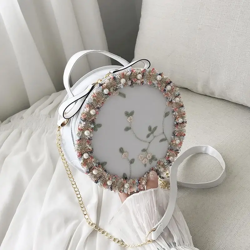 

Casual Embroidery Lace Flower Handbag Women Handle Bag Simple Shoulder Bag Shopping Lady Designer Clutch Wallet