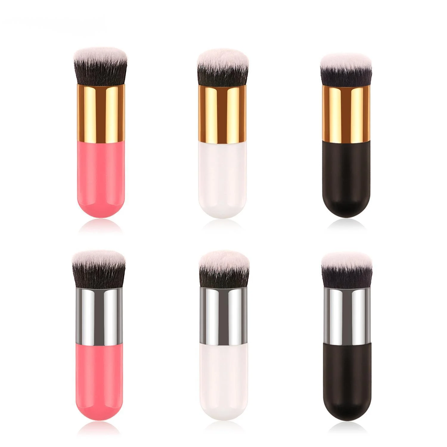 

50Pcs Small Fat Pier Foundation Brush Base Portable BB Cream Makeup Brush Ultra-Fine Round Flat Hair Thick Tube Make-up Brush